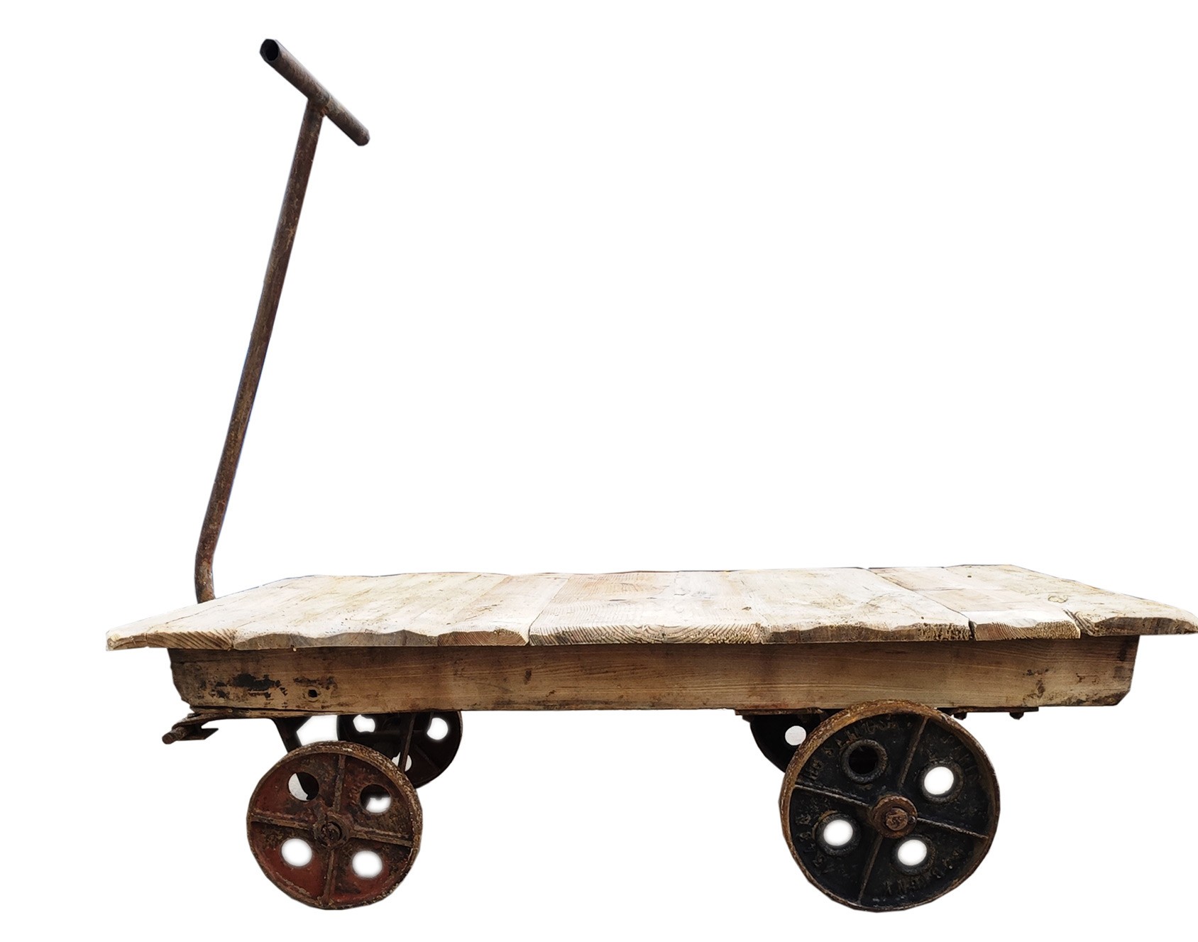 Chariot vintage en laiton avec plateaux amovibles, France 1940